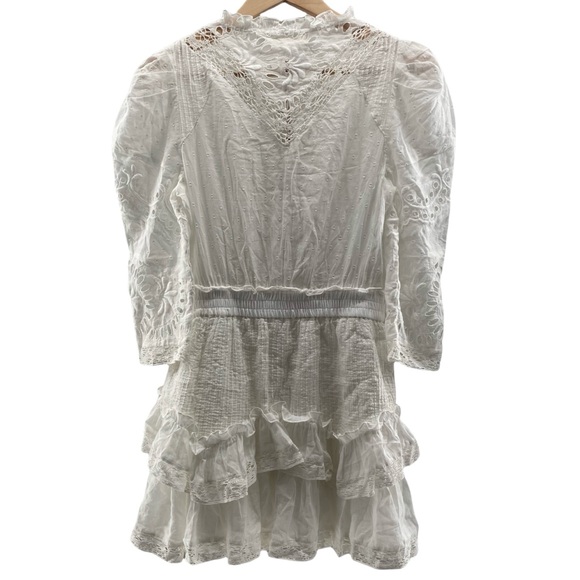 NWT LoveShackFancy Isidore White Boho Lace Ruffle Mini Dress Size Small - Picture 3 of 14